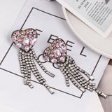 Fashion Exaggeration Jewelry Alloy Diamond-encrusted Heart Pendant Earrings - Nioor