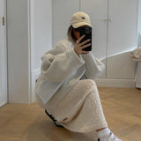 Pure White Short Cardigan Loose Woolen Coat - Nioor