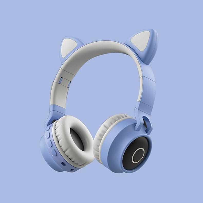 LED Light Cat Ear Headphones Wireless Bluetooth 5.0 Headset Portable Foldable Kids Headphone With Microphone Best Gift - Nioor