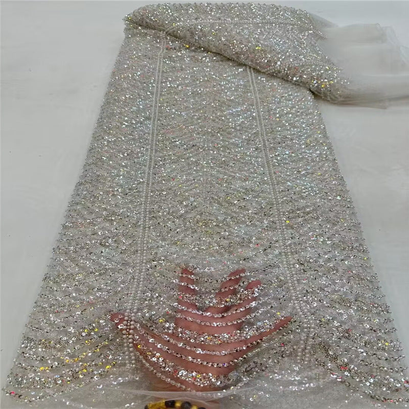 Wave Line Bead Tube Sequin Wedding Dress Lace Embroidery Lining