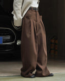 Korean Style Double Pleated Design Loose Casual Trousers Women - Nioor