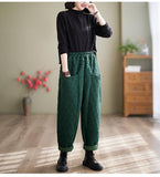 Autumn And Winter Loose Plus Size Quilted Retro Casual Thickening Harem Pants - Nioor