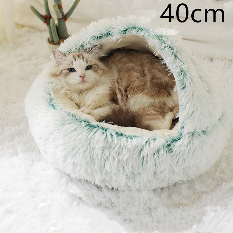 2 In 1 Dog And Cat Bed Pet Winter Bed Round Plush Warm Bed House Soft Long Plush Pets Bed - Nioor