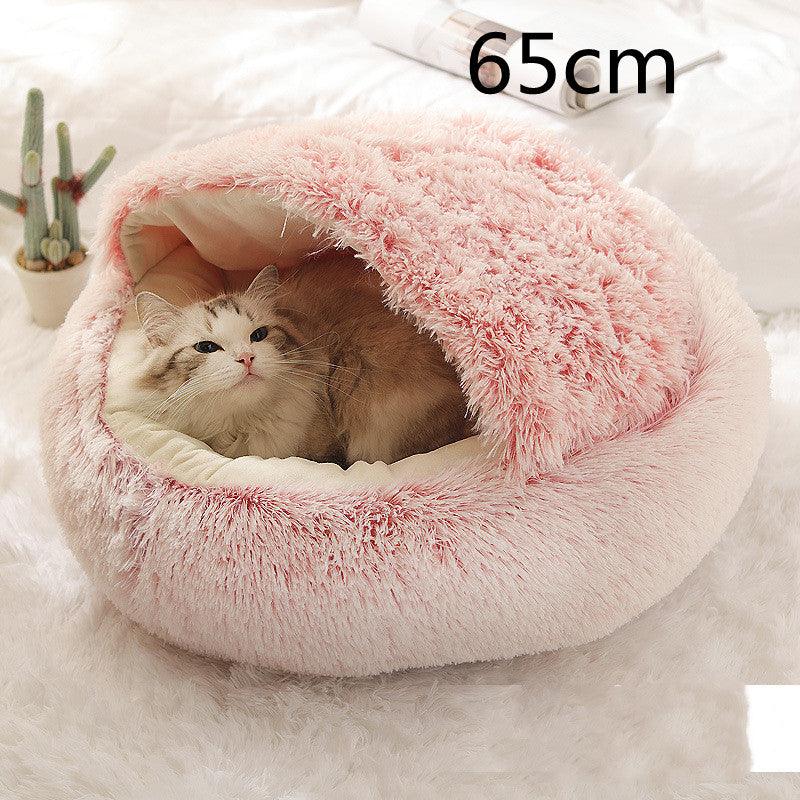 2 In 1 Dog And Cat Bed Pet Winter Bed Round Plush Warm Bed House Soft Long Plush Pets Bed - Nioor