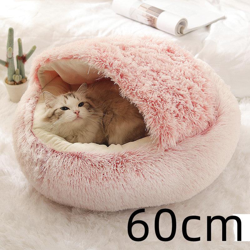 2 In 1 Dog And Cat Bed Pet Winter Bed Round Plush Warm Bed House Soft Long Plush Pets Bed - Nioor