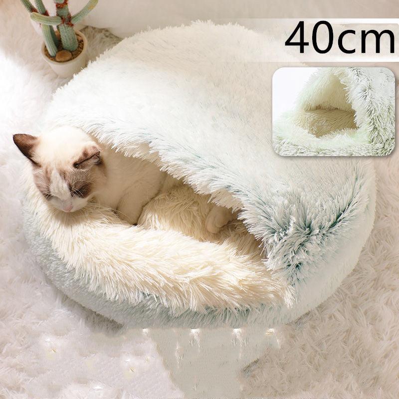 2 In 1 Dog And Cat Bed Pet Winter Bed Round Plush Warm Bed House Soft Long Plush Pets Bed - Nioor