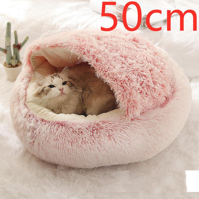 2 In 1 Dog And Cat Bed Pet Winter Bed Round Plush Warm Bed House Soft Long Plush Pets Bed - Nioor