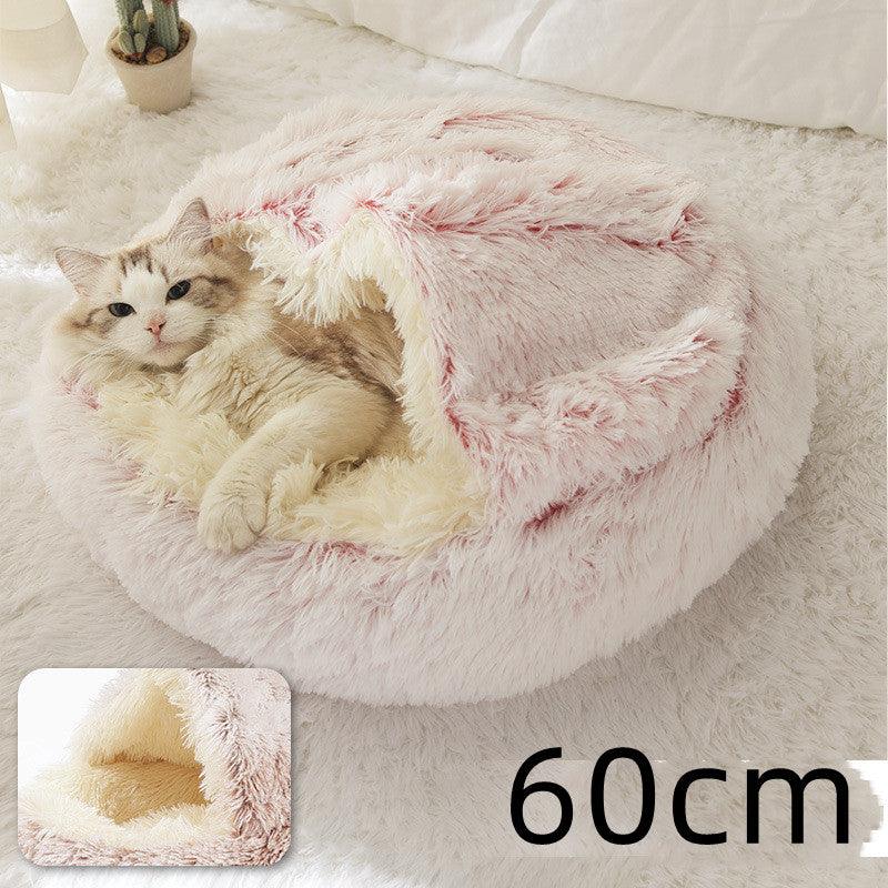 2 In 1 Dog And Cat Bed Pet Winter Bed Round Plush Warm Bed House Soft Long Plush Pets Bed - Nioor