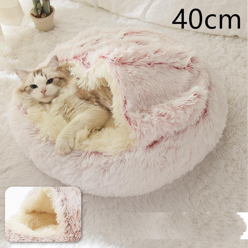 2 In 1 Dog And Cat Bed Pet Winter Bed Round Plush Warm Bed House Soft Long Plush Pets Bed - Nioor