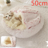 2 In 1 Dog And Cat Bed Pet Winter Bed Round Plush Warm Bed House Soft Long Plush Pets Bed - Nioor