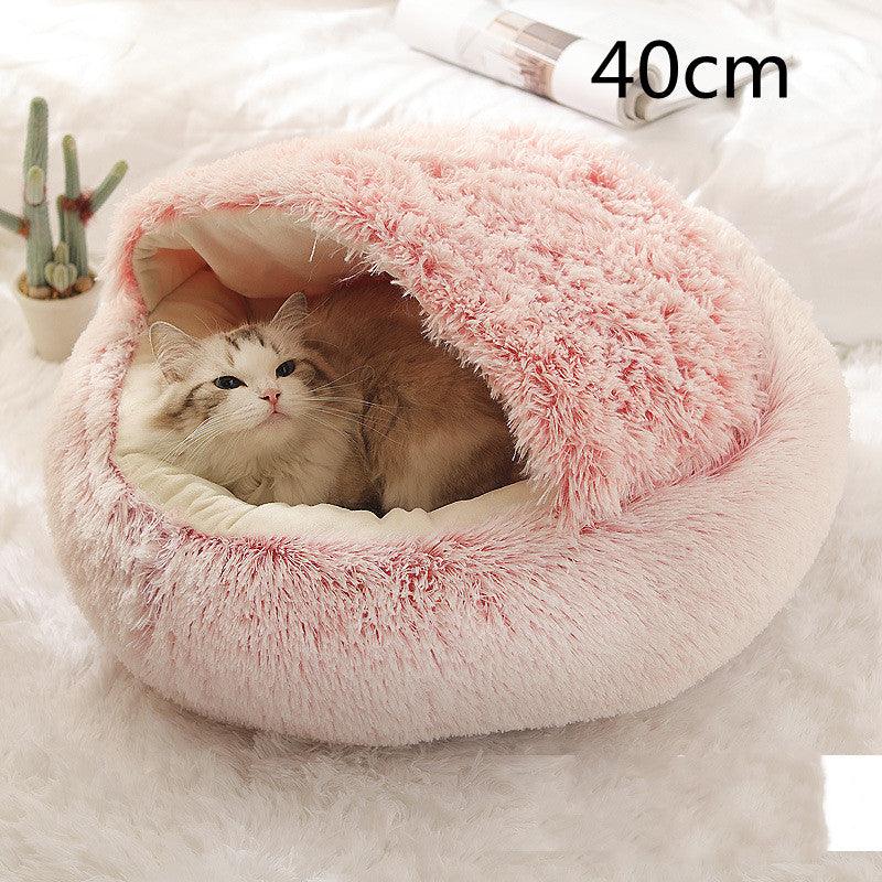 2 In 1 Dog And Cat Bed Pet Winter Bed Round Plush Warm Bed House Soft Long Plush Pets Bed - Nioor