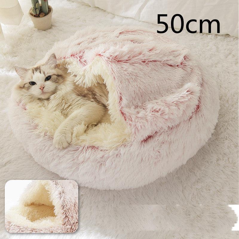 2 In 1 Dog And Cat Bed Pet Winter Bed Round Plush Warm Bed House Soft Long Plush Pets Bed - Nioor