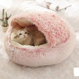 2 In 1 Dog And Cat Bed Pet Winter Bed Round Plush Warm Bed House Soft Long Plush Pets Bed - Nioor