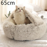 2 In 1 Dog And Cat Bed Pet Winter Bed Round Plush Warm Bed House Soft Long Plush Pets Bed - Nioor