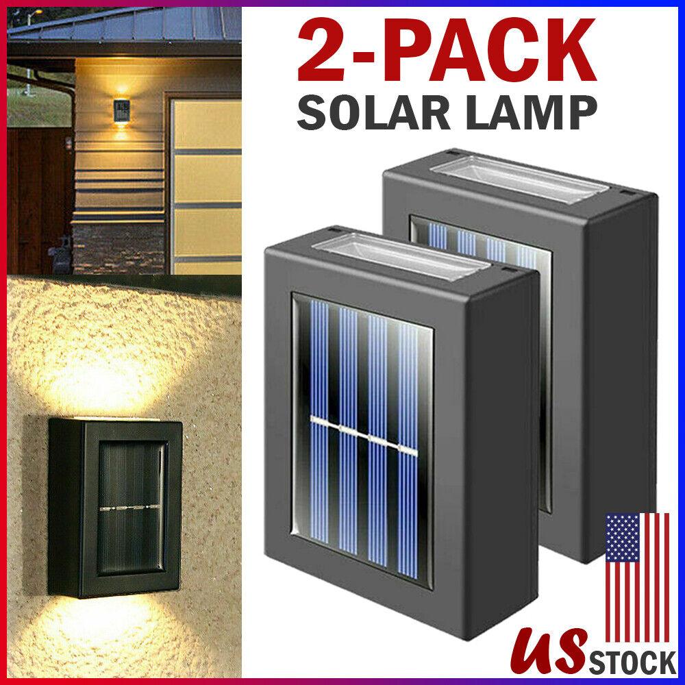 2 Pack New Solar Deck Lights Outdoor Waterproof LED Steps Lamps For Stairs Fence - Nioor