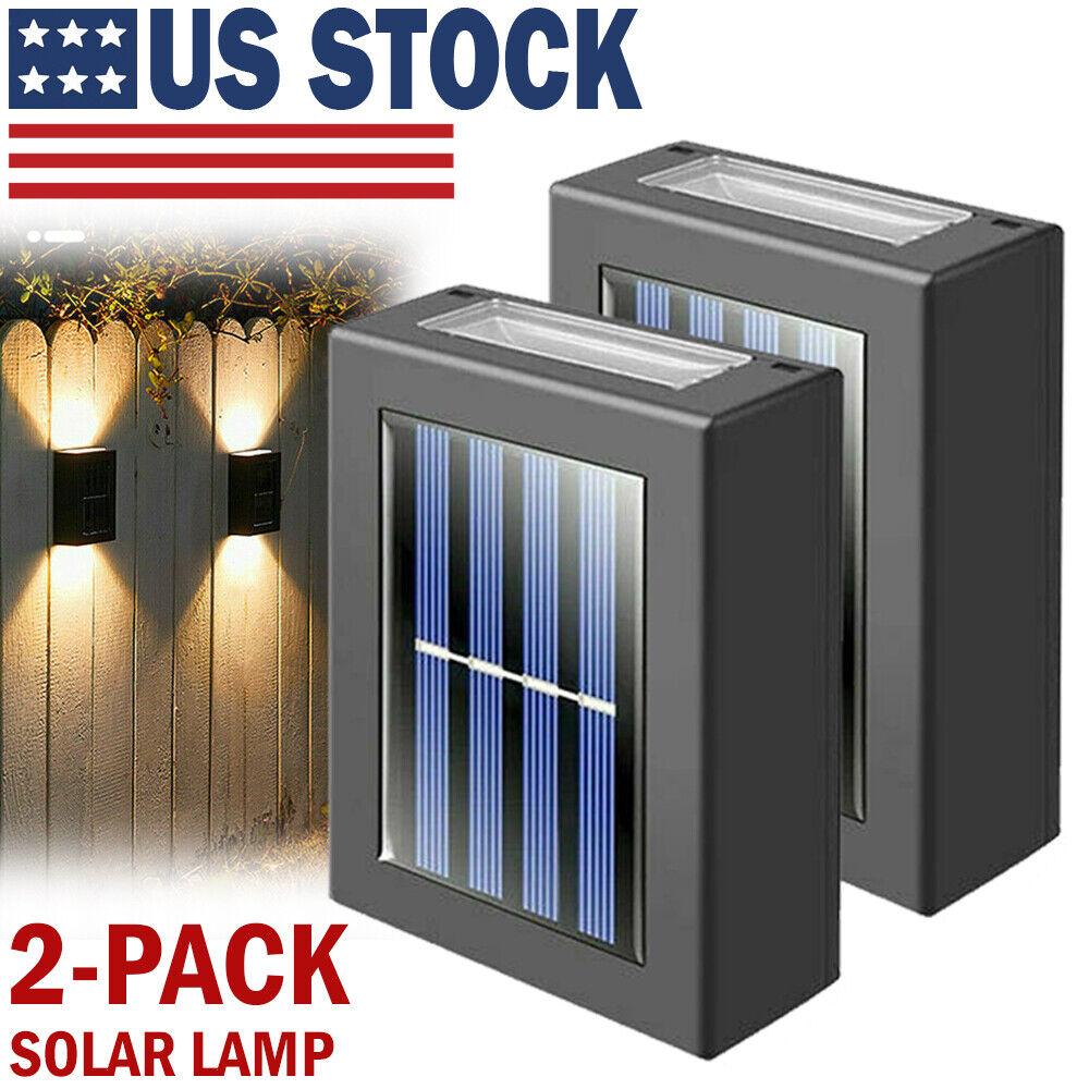 2 Pack New Solar Deck Lights Outdoor Waterproof LED Steps Lamps For Stairs Fence - Nioor