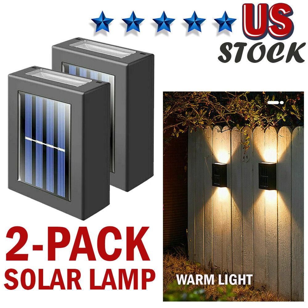 2 Pack New Solar Deck Lights Outdoor Waterproof LED Steps Lamps For Stairs Fence - Nioor