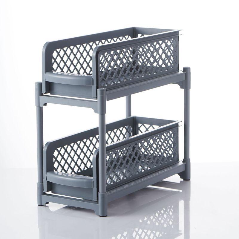 2 Tier Sliding Cabinet Basket Organizer Drawer Mesh Storage Organizer - Nioor