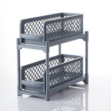 2 Tier Sliding Cabinet Basket Organizer Drawer Mesh Storage Organizer - Nioor