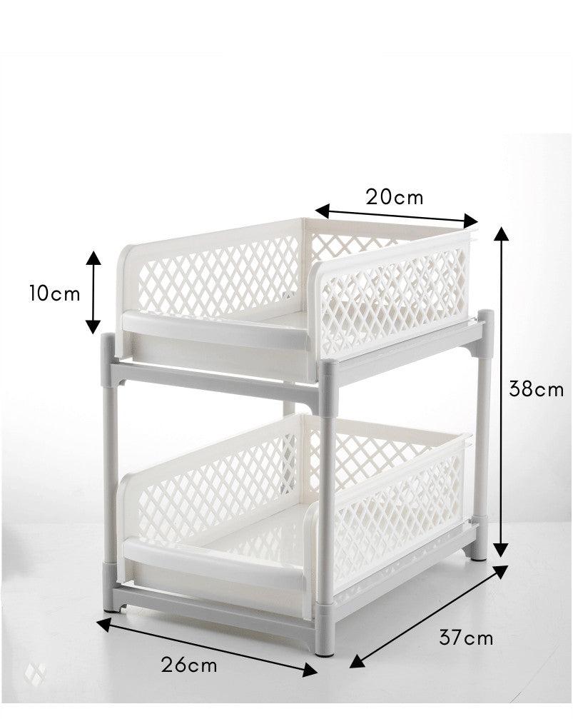 2 Tier Sliding Cabinet Basket Organizer Drawer Mesh Storage Organizer - Nioor