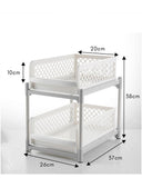 2 Tier Sliding Cabinet Basket Organizer Drawer Mesh Storage Organizer - Nioor