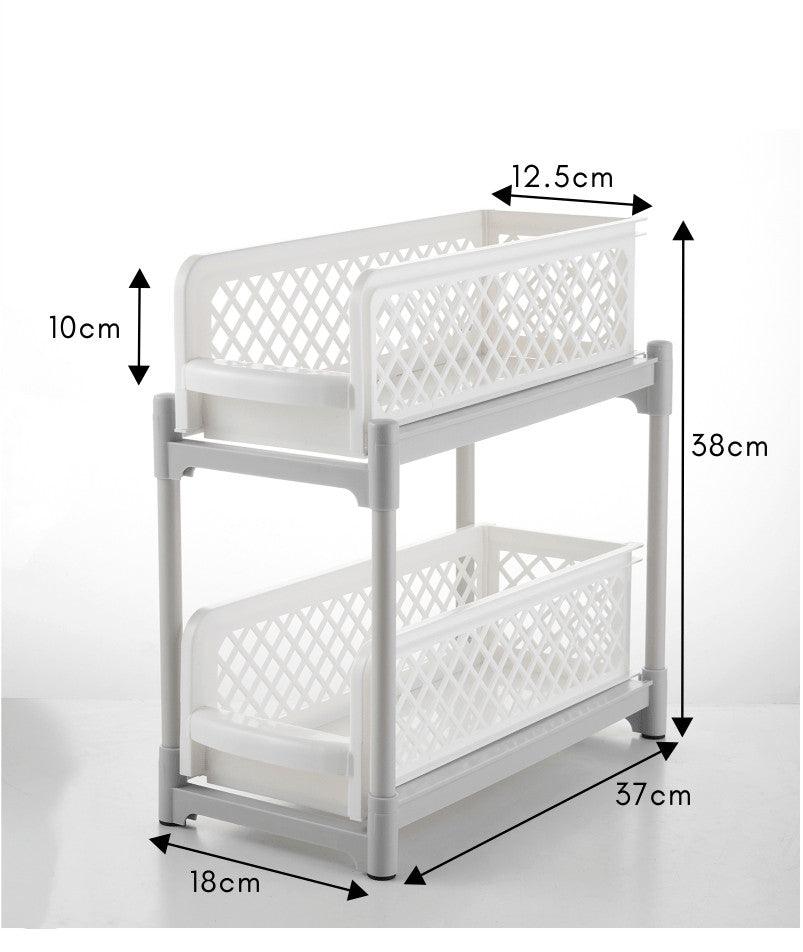 2 Tier Sliding Cabinet Basket Organizer Drawer Mesh Storage Organizer - Nioor