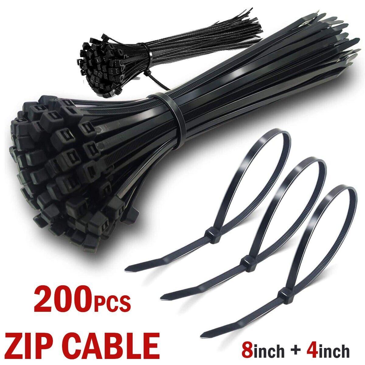 200PCS Cable Ties Zip Nylon Black Nylon Wire Wrap Tie UV Weather Resistant - Nioor