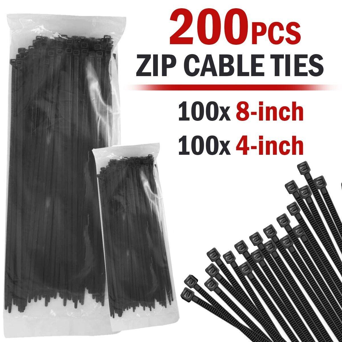 200PCS Cable Ties Zip Nylon Black Nylon Wire Wrap Tie UV Weather Resistant - Nioor