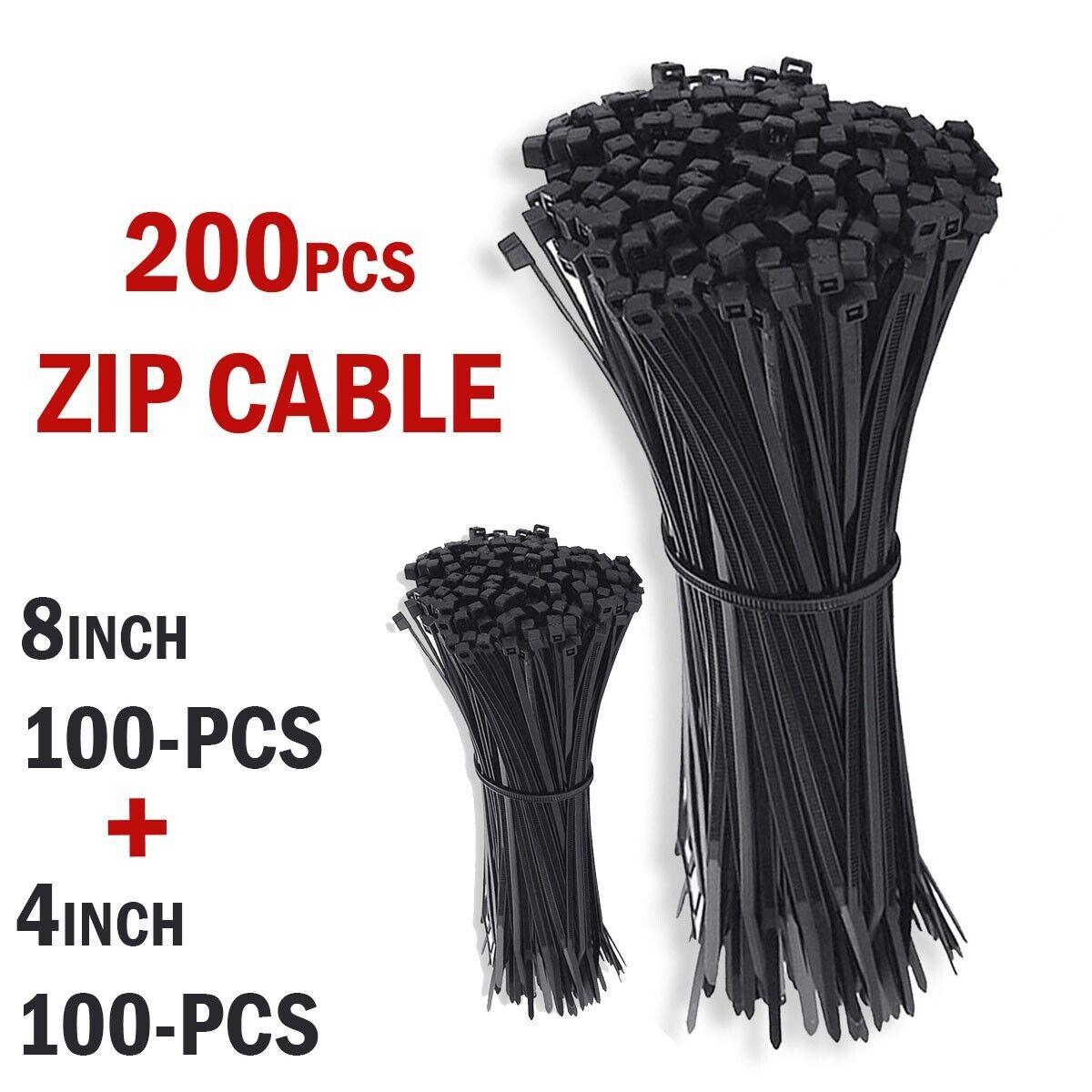 200PCS Cable Ties Zip Nylon Black Nylon Wire Wrap Tie UV Weather Resistant - Nioor