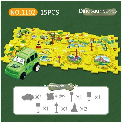 Children Puzzle Electric Railroad Speeder DIY Assembly Electric Car Automatic Rail City Scene Construction Education Toy Gift - Nioor