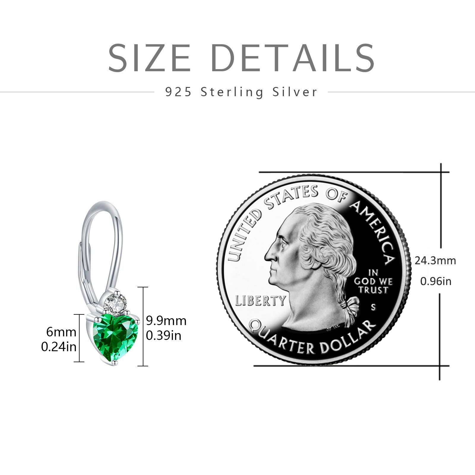 925 Sterling Silver Hypoallergenic Heart Zirconia Earrings Birthstone Jewelry for Women - Nioor