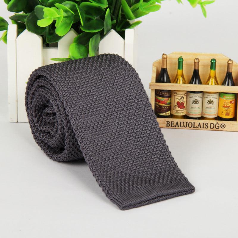 Solid-color knitted tie for men - Nioor