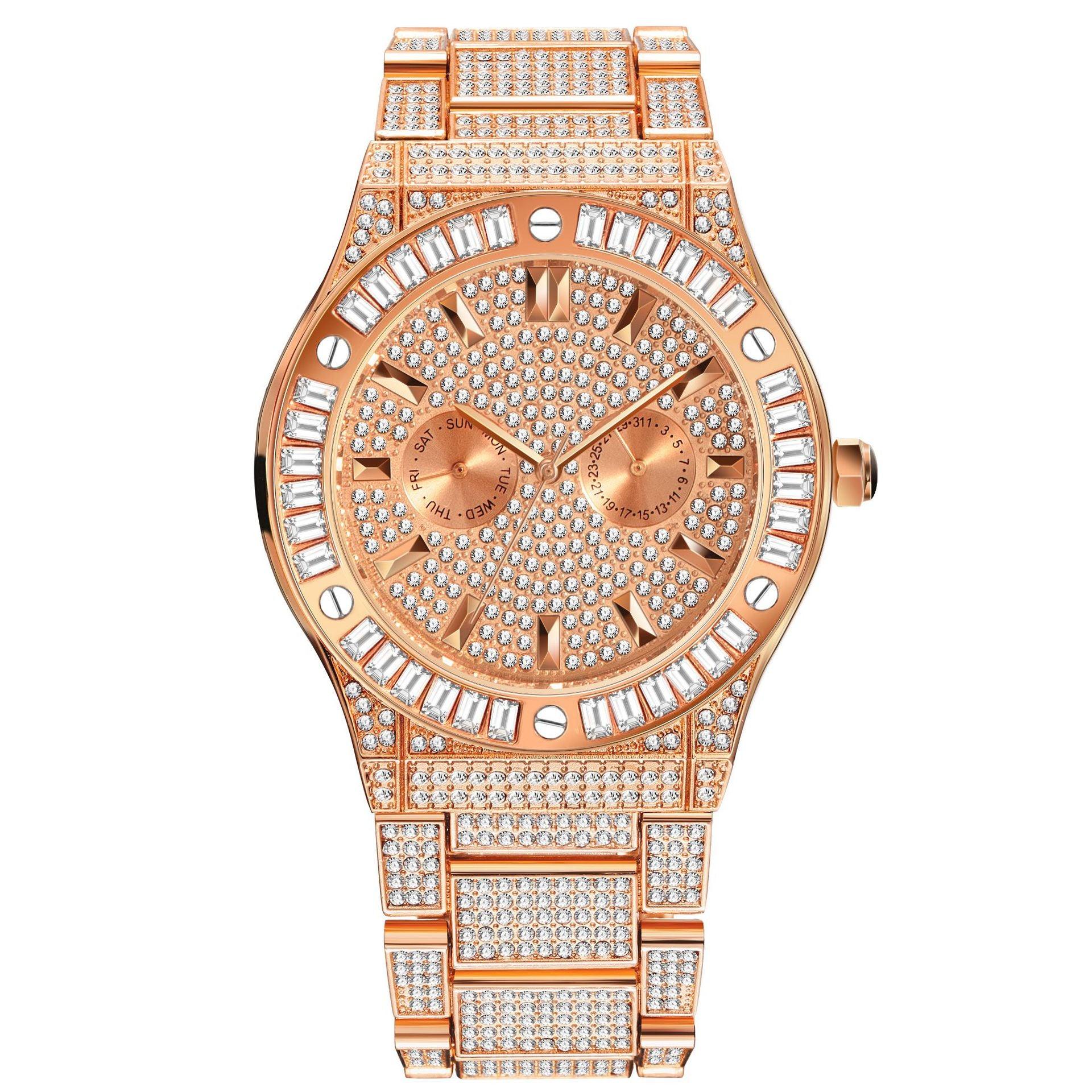 Hip Hop Style Diamond High-end Square Diamond Large Dial Waterproof Men's Quartz Watch - Nioor