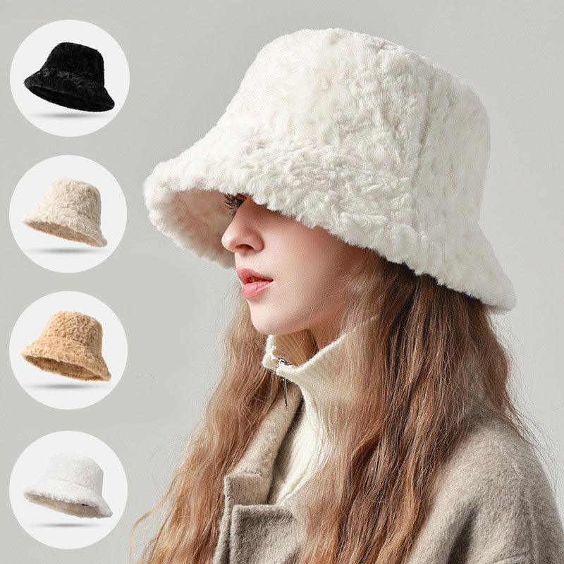 Lambswool Fisherman Hat Winter Warm Fashionable Solid Color Hats For Women - Nioor