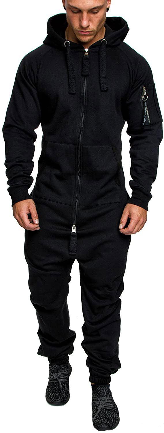 Autumn And Winter New Men's Hooded Fleece Jumpsuit - Nioor