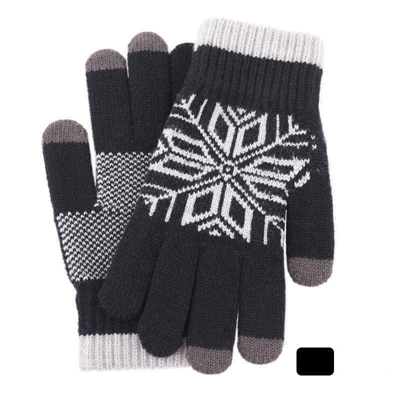 Winter Men's Warm Jacquard Padded Thickened Split Finger Knitted Wool - Nioor