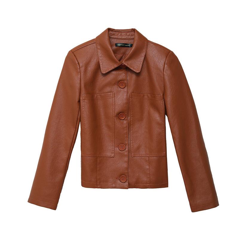 Leather Jacket Slim Slimming Ladies Motorcycle - Nioor