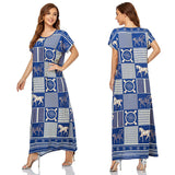 Women's Dress Muslim Short Sleeve Long Dress Dubai Plus Size