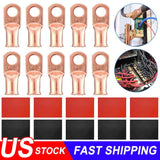 20pcs 4 AWG Gauge Copper Lugs W BLACK & RED Heat Shrink End Ring Terminals Wire - Nioor