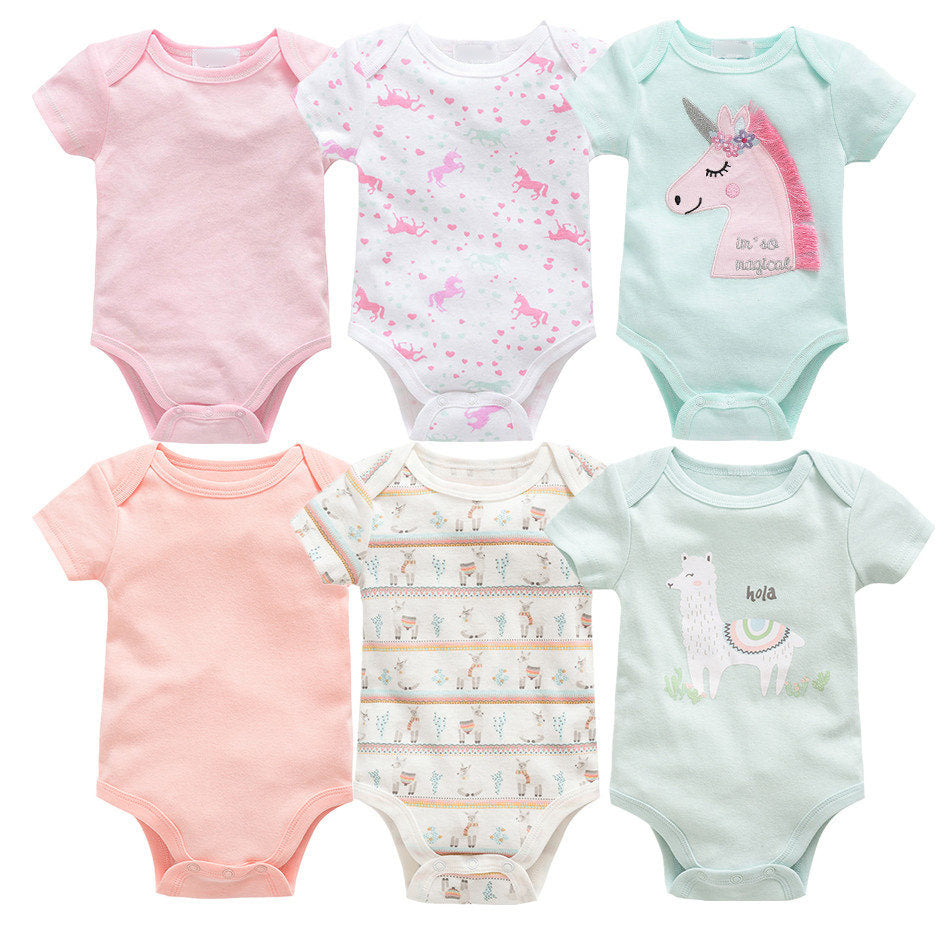 6-piece baby jumpsuit new short-sleeved baby clothes