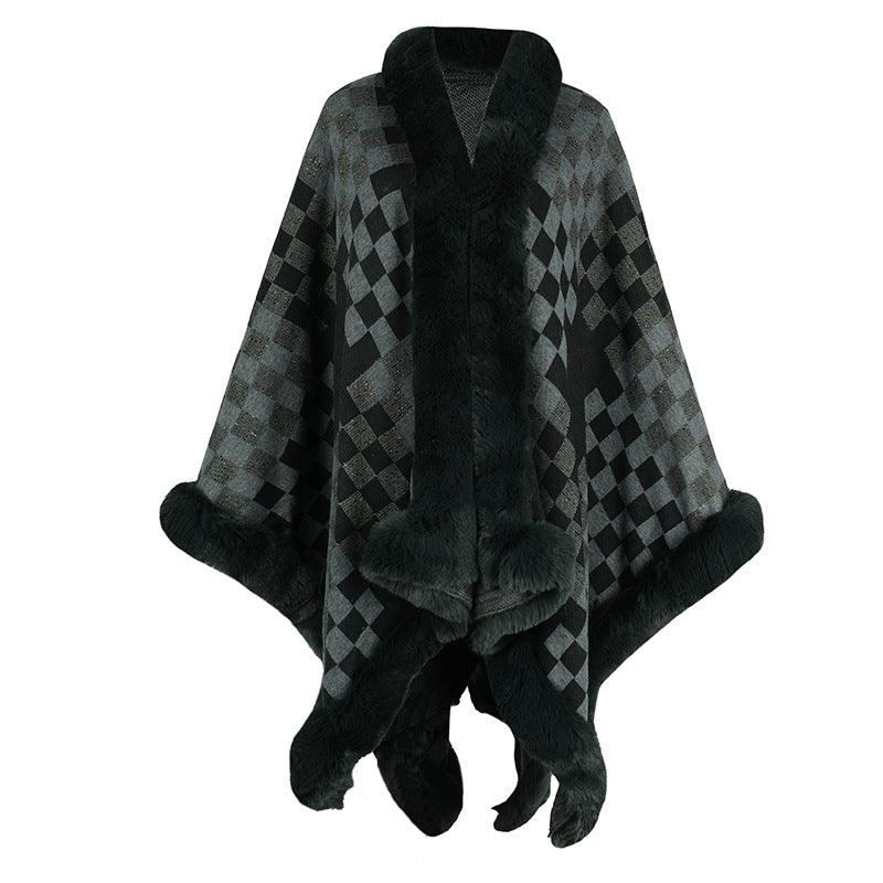 European And American Women's Fur Collar Shawl - Nioor