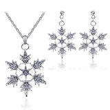 Exquisite Bridal Christmas Snowflake Necklace, Earring Set, Wedding Jewelry, Wedding Dress, Jewelry 4590 - Nioor