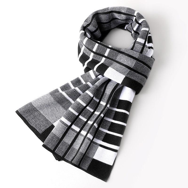 Cashmere Plaid Long Men's Scarf With Neck - Nioor