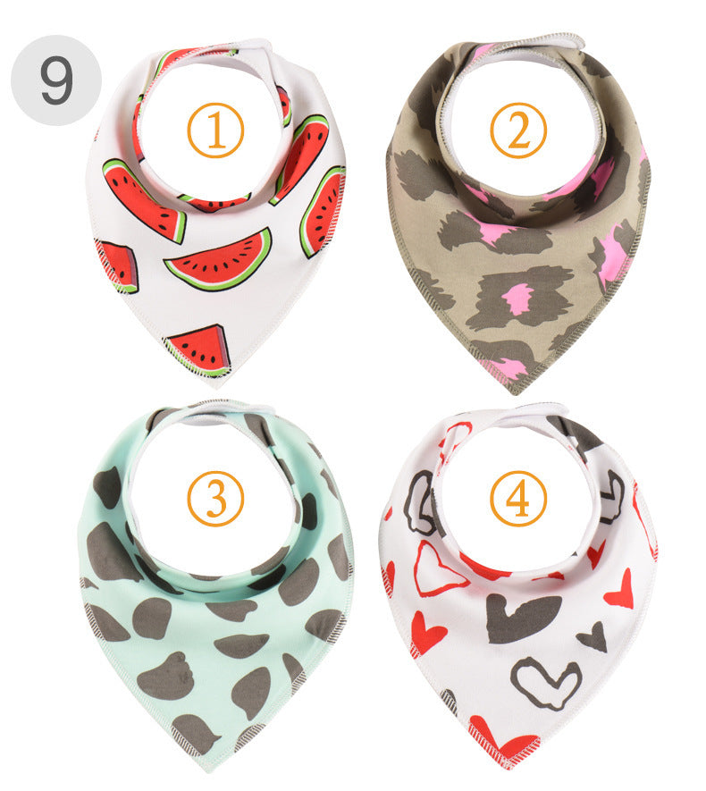 European And American Baby Bib 4 Pieces Of Pure Cotton Waterproof Baby Bib Double Cross Border Newborn Bib