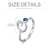 Blue Crystal Letter M Initial Alphabet Ring in 925 Sterling Silver - Nioor