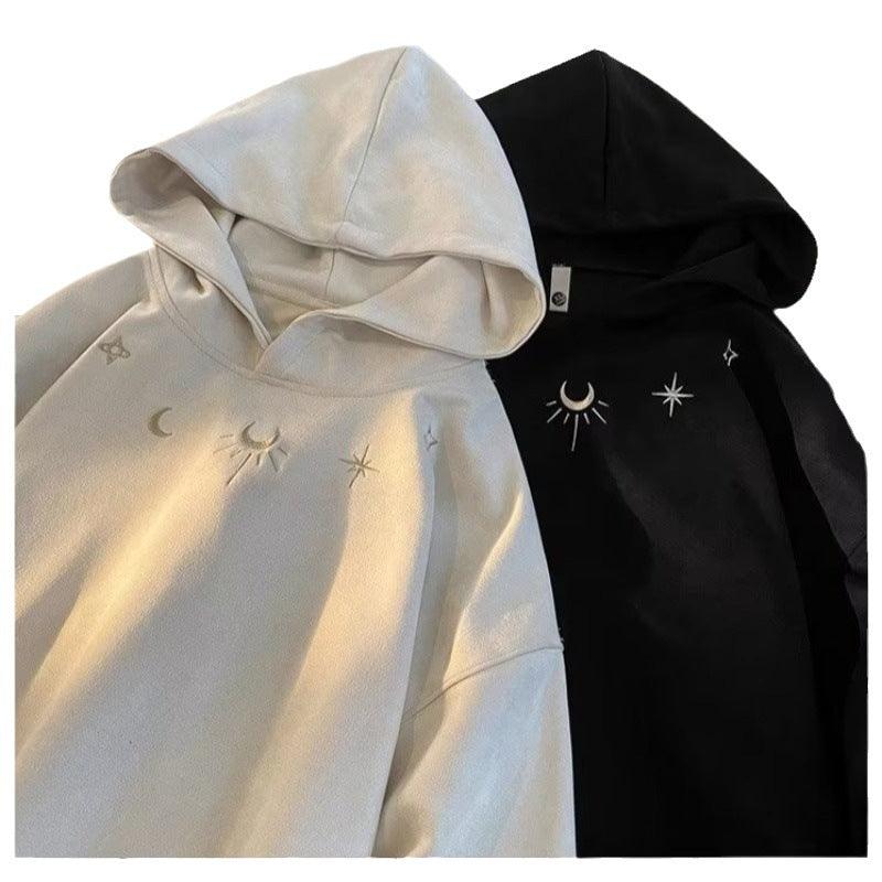 Leather Men's Embroidered Hoodie Trendy High Street Men's Fashion Versatile Top - Nioor