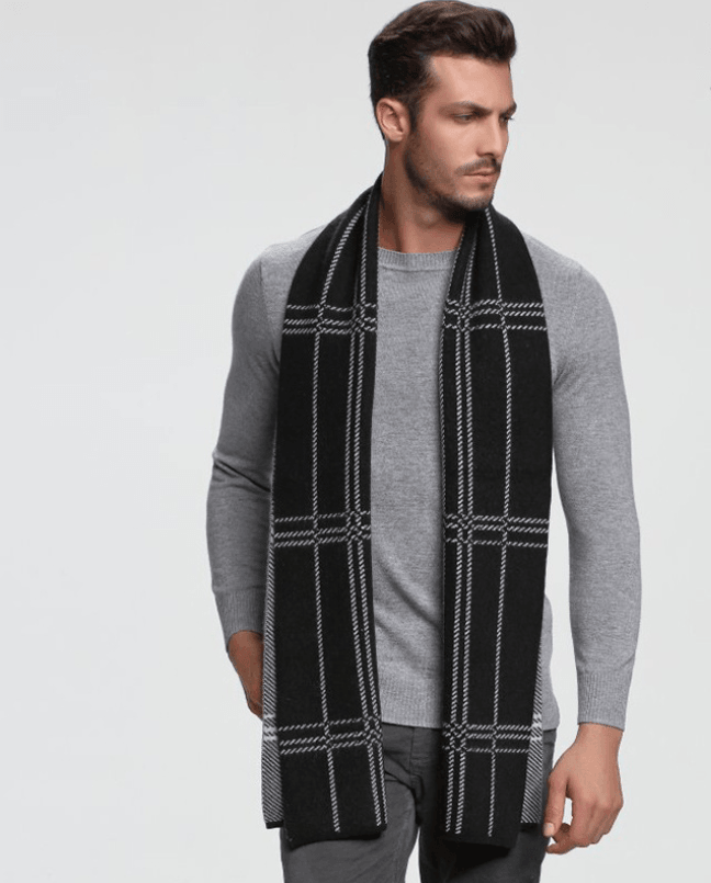 autumn and winter new men's scarf cashmere tide men's business casual thick warm scarf long double-sided - Nioor