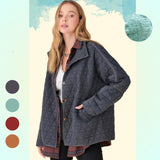 Knitted Double Pocket Turn-down Collar Coat - Nioor