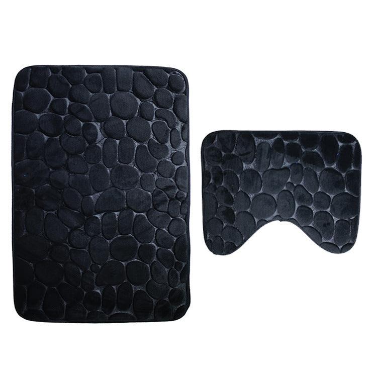 Bathroom Anti-slip Mat European And American Pebble Stone Carpet Toilet Floor Mat Set Bathroom - Nioor