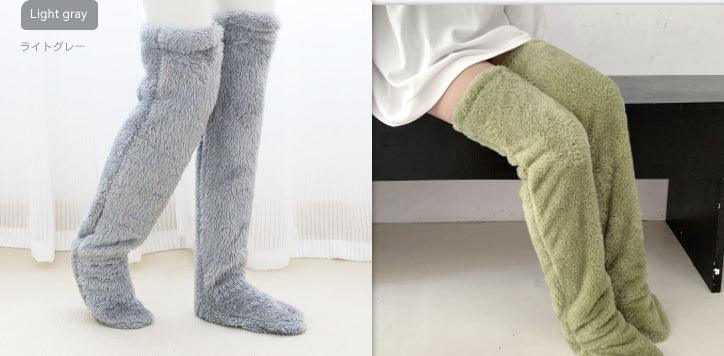 Over Knee High Fuzzy Long Socks Winter Warm Cold Leg Knee Joint Cold-proof Stockings Home Floor Sleeping Socks - Nioor